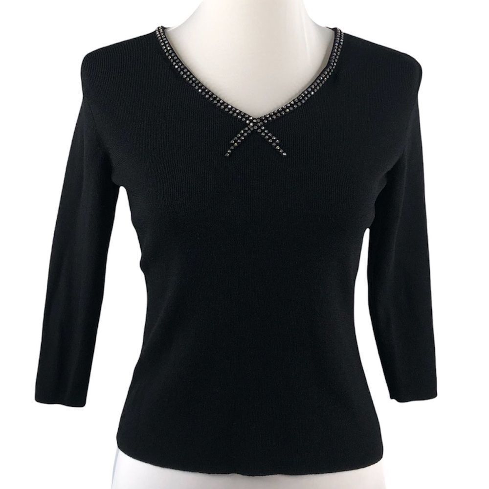 Style & Co Rhinestone Collar Knit Sweater sz SP